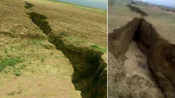 شکاف عظیم در بیابان‌های فریمان بر اثر زلزله ۶.۱ ریشتری مشهد+ فیلم و عکس
