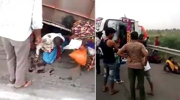 چپ کردن مرگبار یک اتوبوس / مردم با دستان خالی جنازه ها را بیرون کشیدند + فیلم