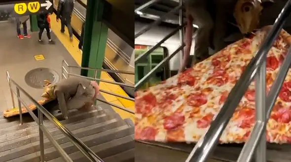 ببینید / تبلیغ عجیب یک پیتزافروشی در نیویورک + فیلم 