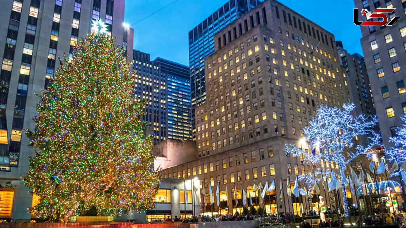 لحظه روشن شدن بزرگ ترین درخت کریسمس دنیا در نیویورک + فیلم 