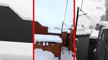 فیلم ذوق پیرزن ابیانه ای از بارش برف