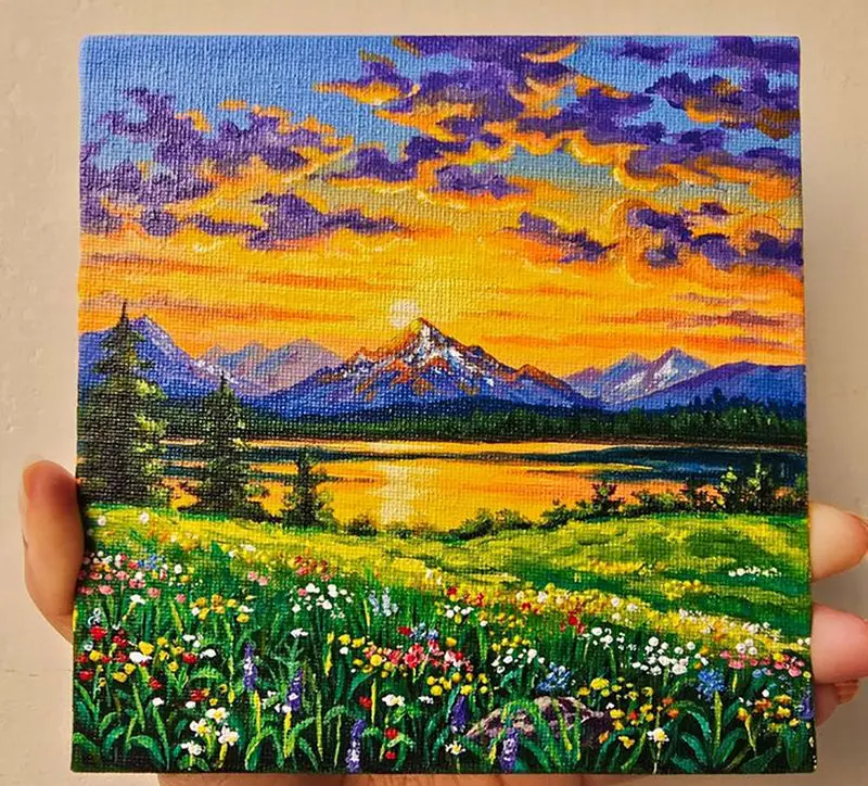 تابلو نقاشی منظره روستایی