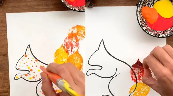 طراحی سنجاب با برگ + فیلم