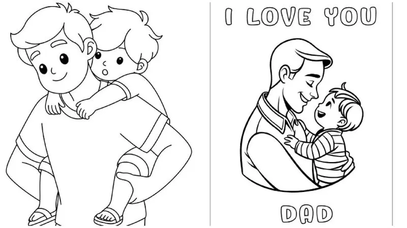 نقاشی با فضای خالی مناسب برای رنگ آمیزی به مناسبت روز پدر