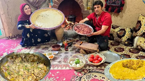 نان سنتی و جگر مرغ؛ 2 غذای بی‌ نظیر از دل طبیعت روستایی ایران + فیلم