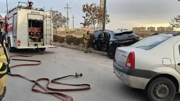 تصادف دو خودرو در قزوین 