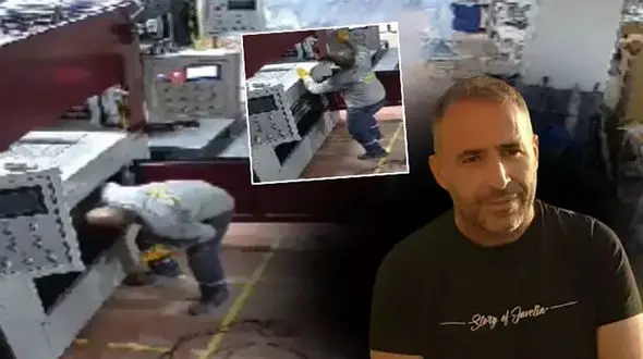 لحظه مرگ فاجعه‌بار نجمی شاهین مالک کارخانه هوانوردی پس از گیر افتادن در دستگاه پرس