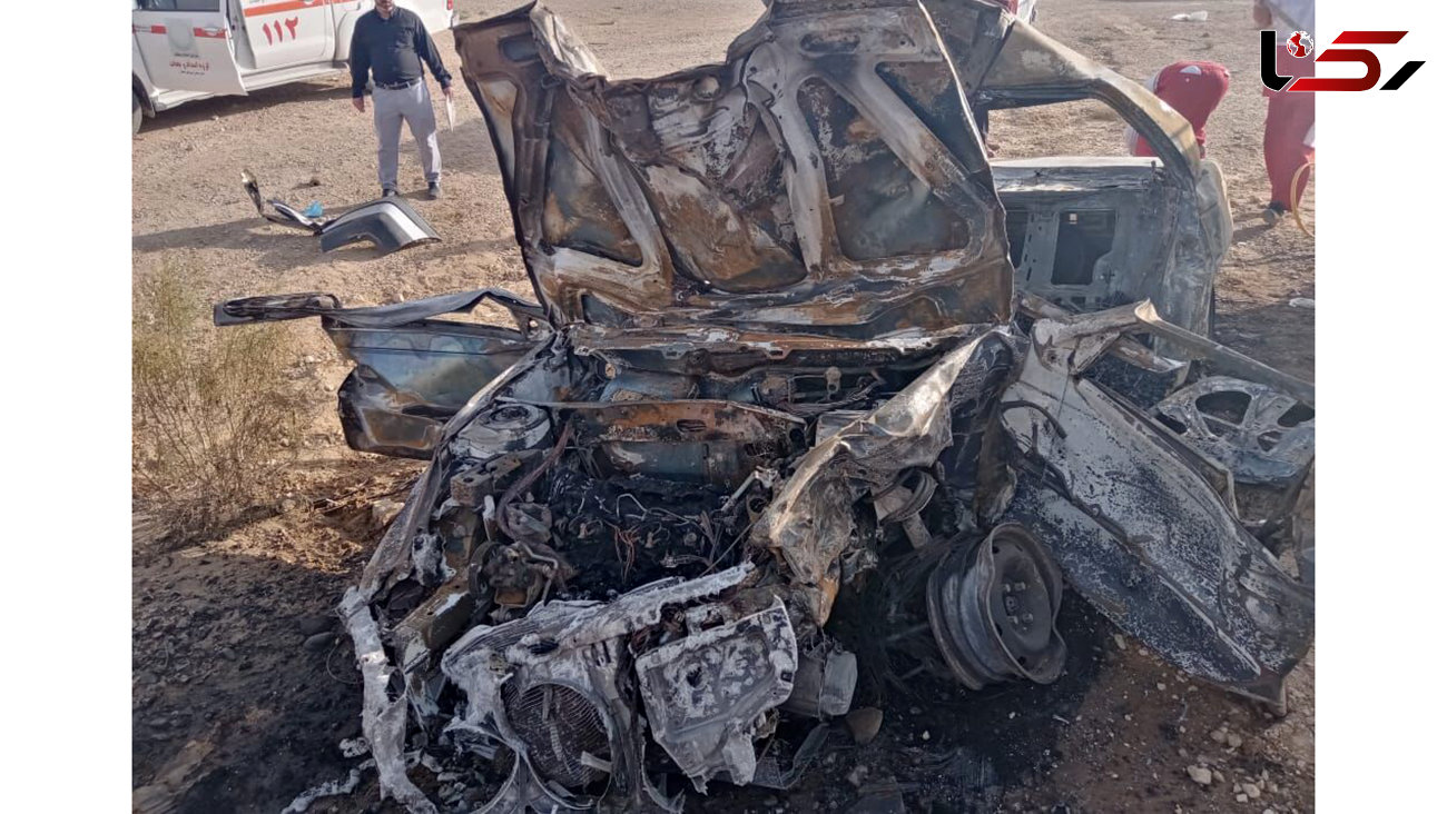 تصادف مرگبار پژو با گاردریل در جاده دامغان / 4 نفر زنده زنده سوختند