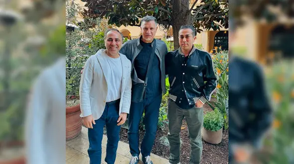 دیدار علی دایی با پژمان نوزاد و بهداد اقبالی مدیران ایرانی چلسی و شفیلدیونایتد در آمریکا