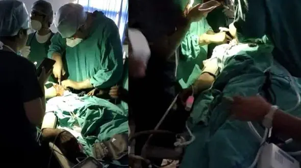 انجام عمل جراحی زیر نور چراغ قوه موبایل!
