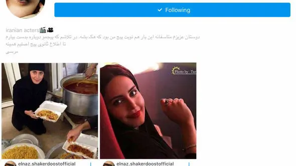 نوبت به الناز شاکردوست رسید! صفحه اینستاگرام الناز شاکردوست هم هک شد! +عکس