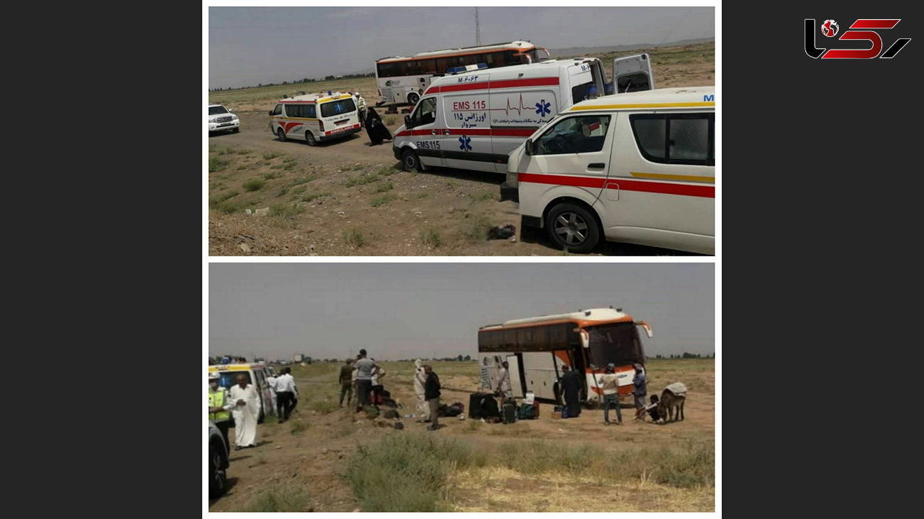 انحراف اتوبوس زائران عراقی 11 مصدوم به جا گذاشت / در محور سبزوار به مشهد رخ داد