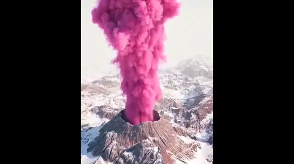 آتشفشان صورتی رنگ را مشاهده کنید + فیلم