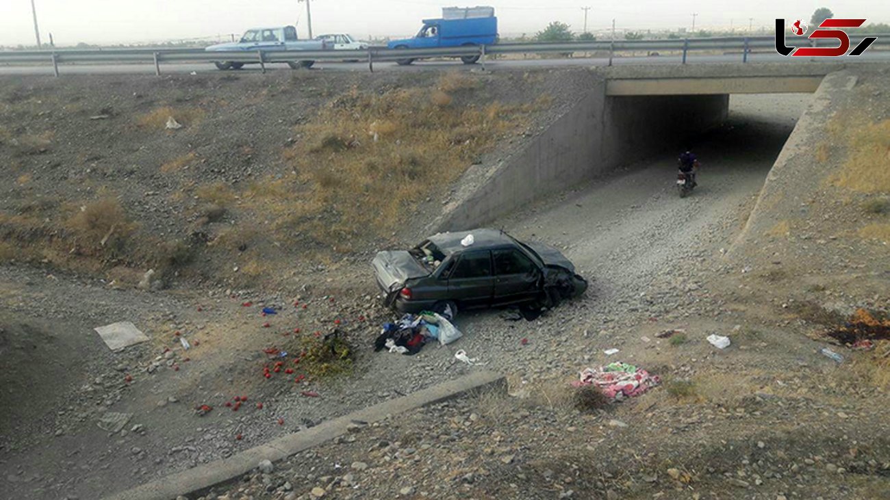 سقوط پراید از پل در جاده نیشابور / دختر 6 ساله کشته شد + عکس دلخراش