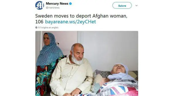 پیرترین پناهنده جهان از دولت سوئد رد شد/ زن 106 ساله به افغان برمی گردد