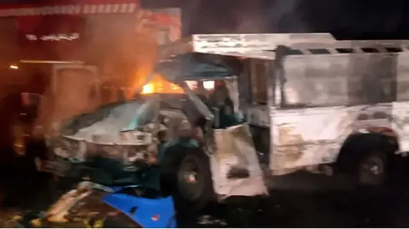 تصادف شدید و آتش‌سوزی خودرو / راننده را به کام مرگ کشاند