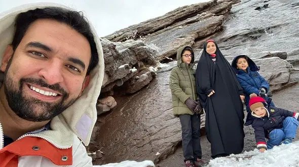 عکس / کوهنوردی آقای وزیر با همسر و فرزندان در شمال تهران