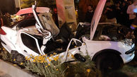 مرگ تلخ مرد جوان در پژو 206 / ماشین در تصادف با تیرچراغ برق مچاله شد + عکس