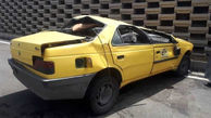 عکس های تاکسی زرد پرس شده پس از پرش 3 متری / در تهران رخ داد