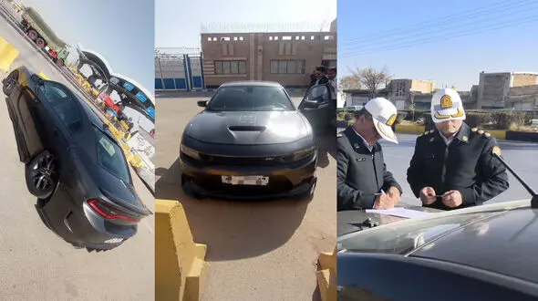توقیف دوج چلنجر مشکی با سرعت 210 کیلومتر در اتوبان قم