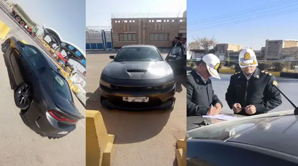 توقیف دوج چلنجر مشکی با سرعت 210 کیلومتر در اتوبان قم