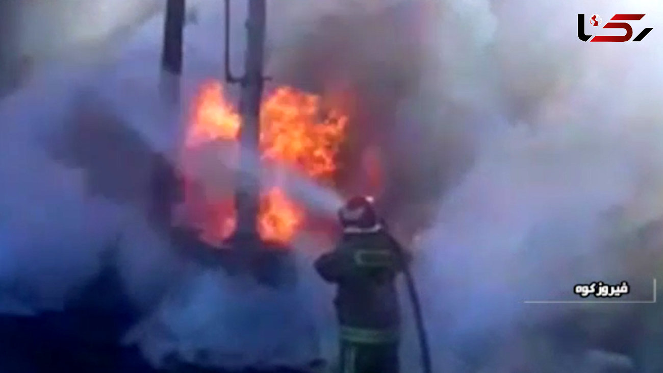 فیلم لحظه انفجار تریلر بنزین در فیروزکوه / همه وحشت کردند