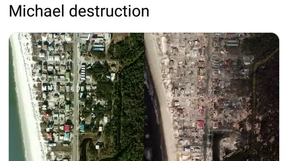 قبل و بعد از طوفان مایکل +عکس 