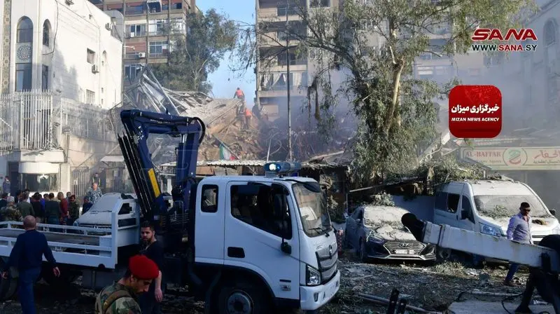 عکس  تجاوز رژیم صهیونیستی به ساختمان کنسولگری ایران در دمشق