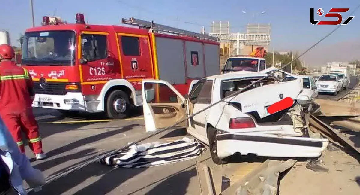 تصادف زنجیره‌ای چهار سرویس پرسنلی در بزرگراه همدانی