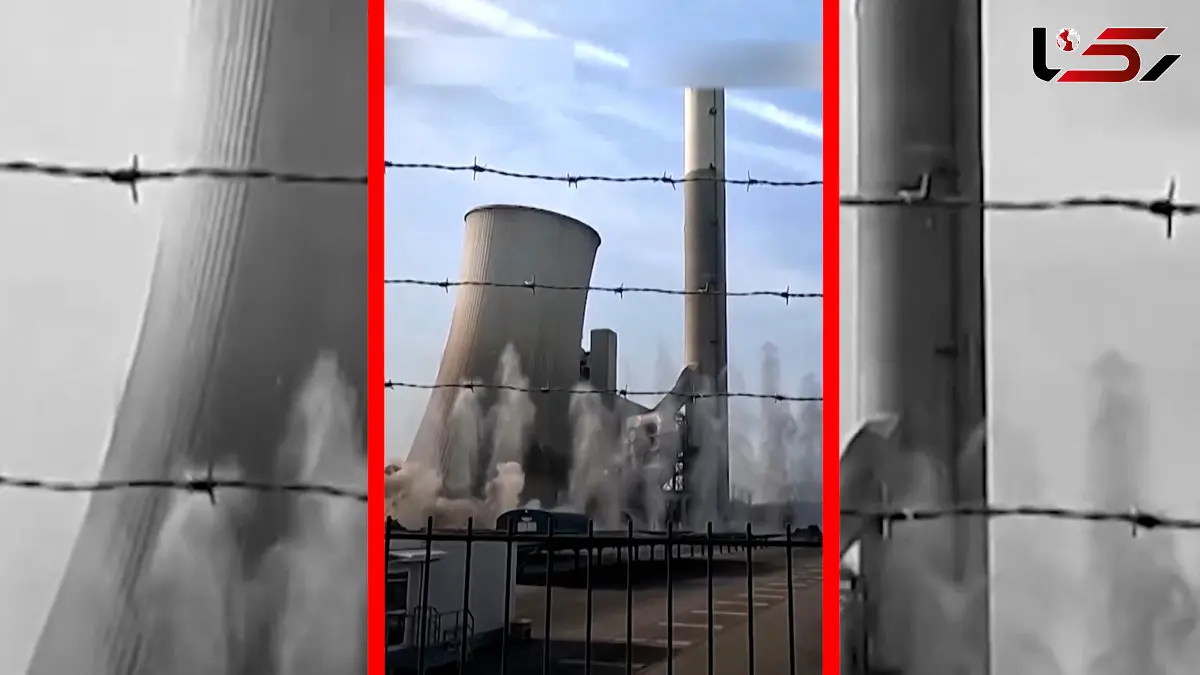 فیلم انفجار مهندسی شده برج ۱۱۷ متری نیروگاه در آلمان