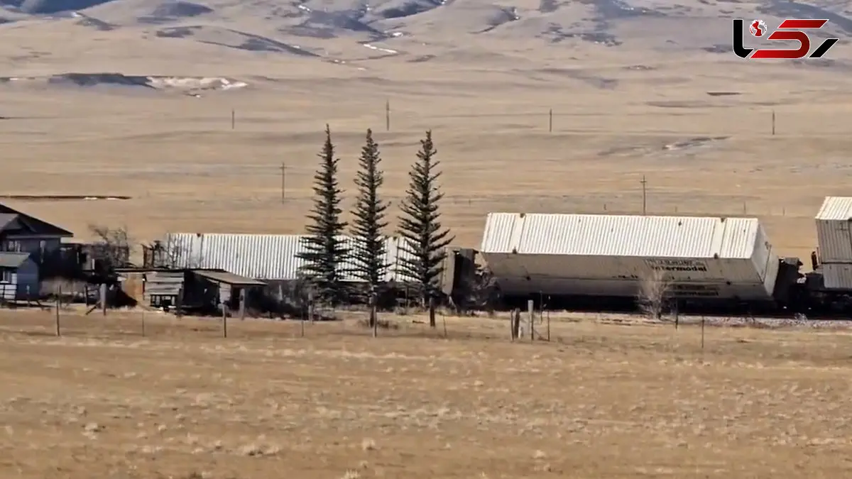 فیلم واژگونی قطار باری در ایالت وایومینگ آمریکا