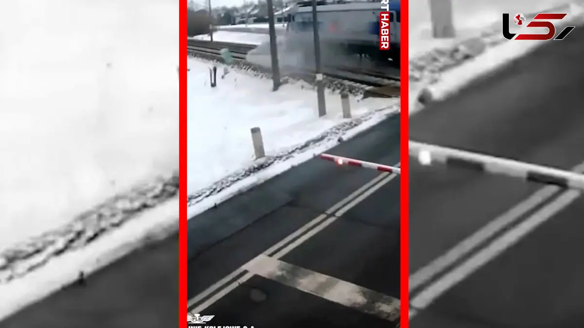 فیلم حادثه هولناک در گذرگاه ریلی لهستان
