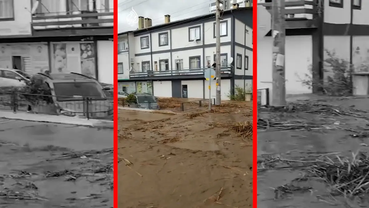 فیلم بارش سنگین باران و سیل در ترکیه