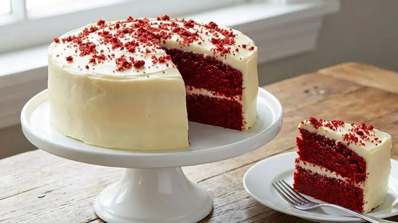 کیک ردولوت مجلسی با فیلینگ کرم چیز