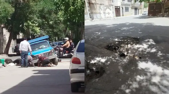 عکس / فرونشست وحشتناک زمین در مشهد / اینجا محل بازی کودکان است