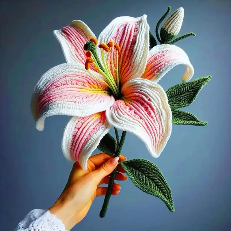 دسته گل تزئینی بافتنی