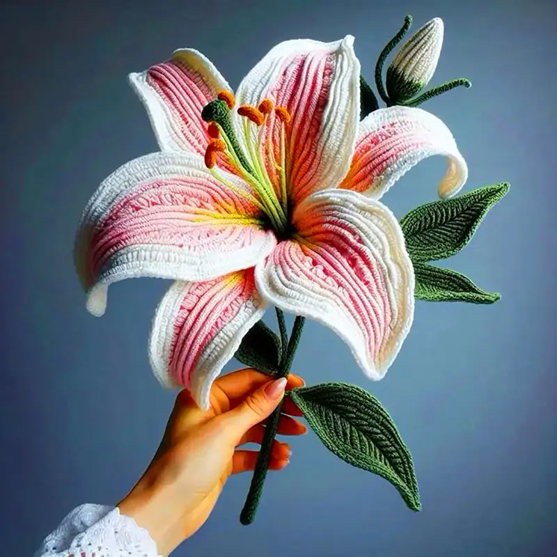 دسته گل تزئینی بافتنی