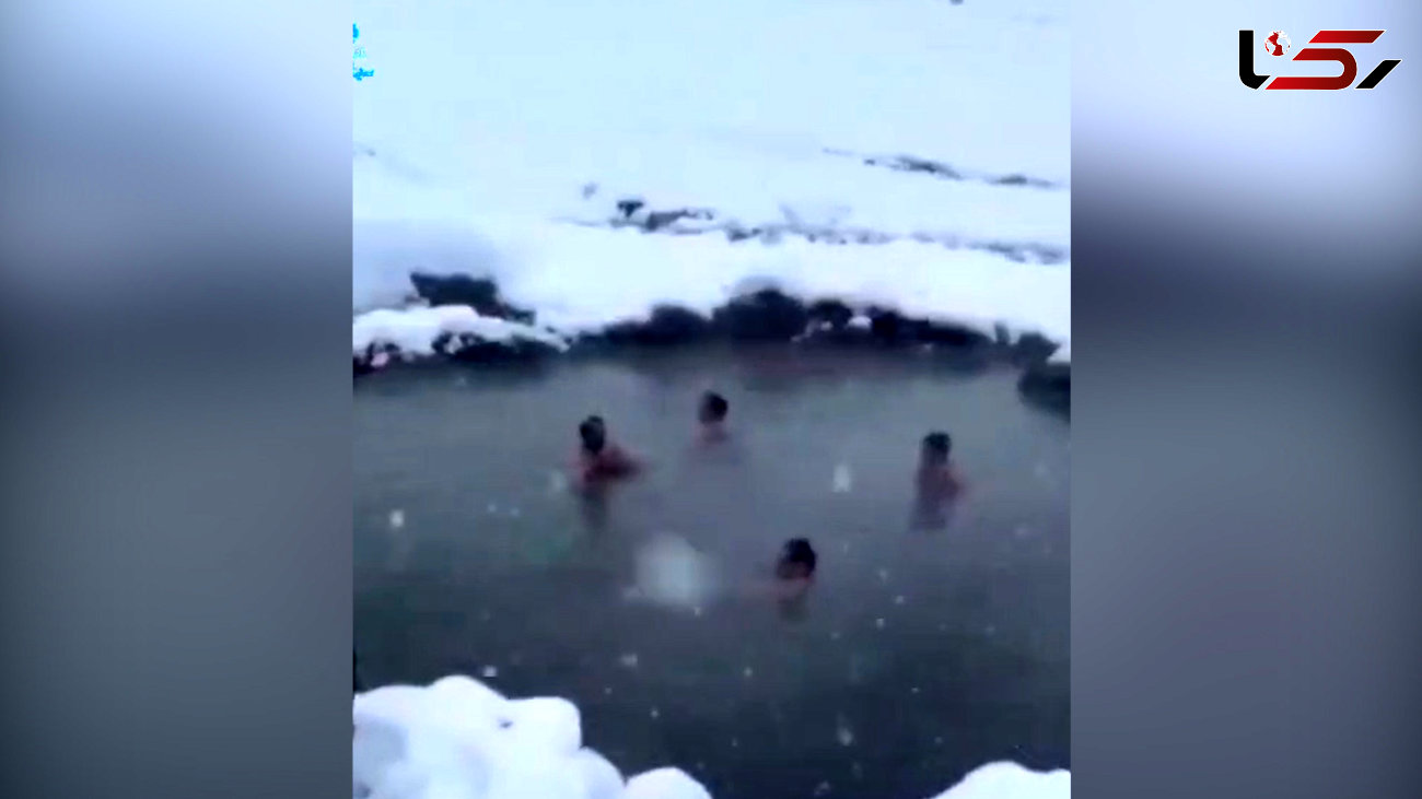 با این فیلم بدنتان یخ می زند ! / شنای مردان آذری ایران در دریاچه کوه برفی !