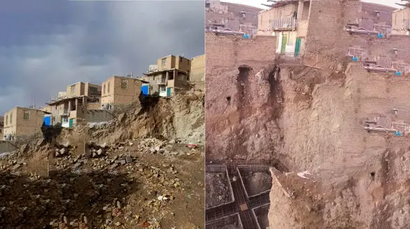 فیلم ریزش آوار یک خانه در نسیم شهر / خانواده ای در آستانه عید آواره شدند