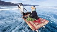 سواری با قالیچه سلیمان روی دریاچه یخی+عکس