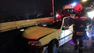 تصادف خونین پژو با کامیون در اصفهان + عکس محل حادثه