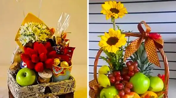 15 مدل سبد میوه کادویی فانتزی برای عروس خانم‌ها