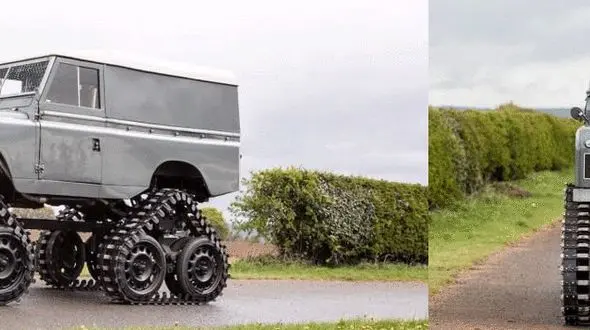 لندرور کلاسیک با چرخ‌های شنی، آماده‌ی فروش شد +عکس 