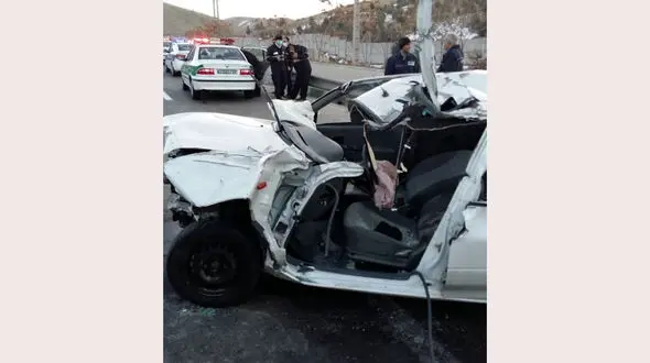 مرگ راننده پراید در برخورد با نیوجرسی / کرج 