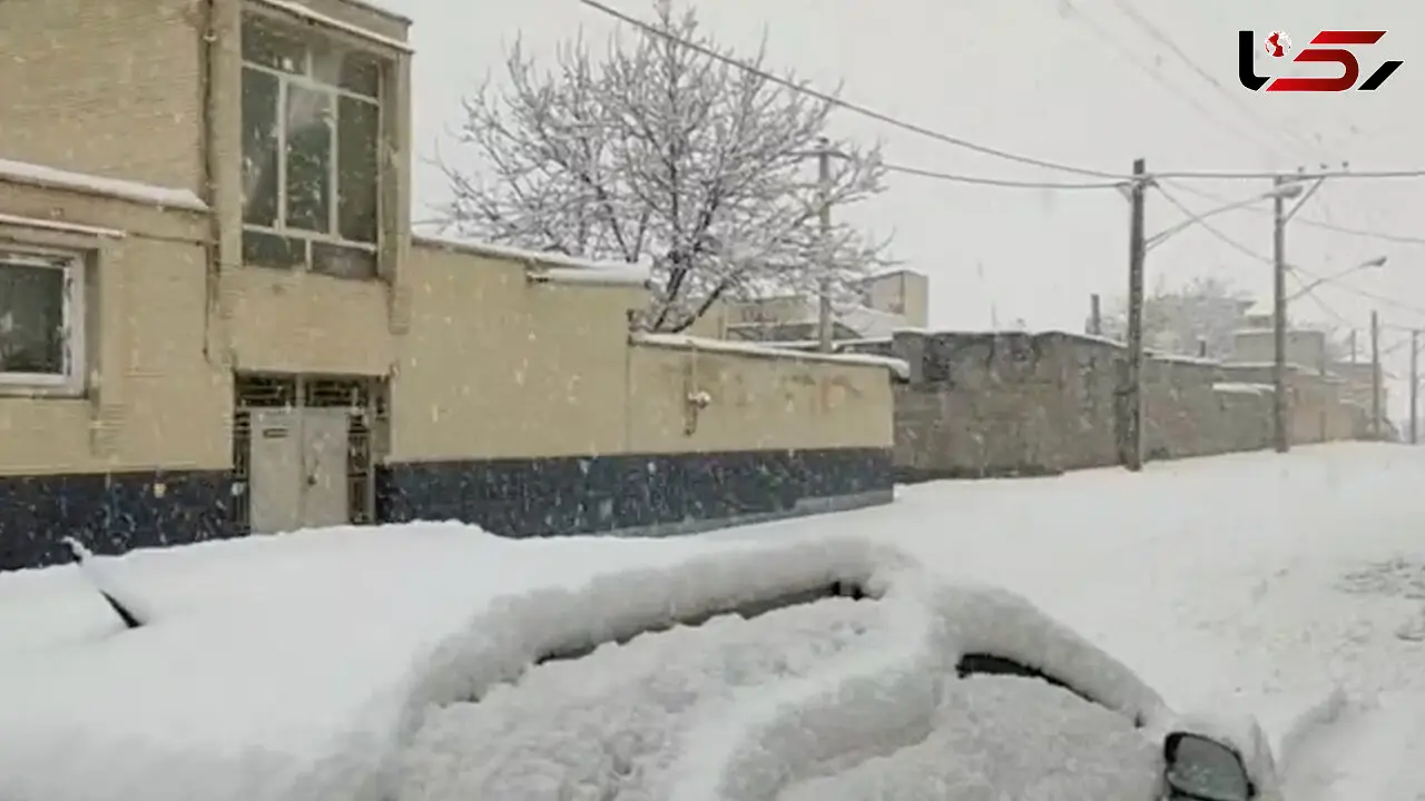 فیلم بارش برف همراه با رعد و برق در چادگان