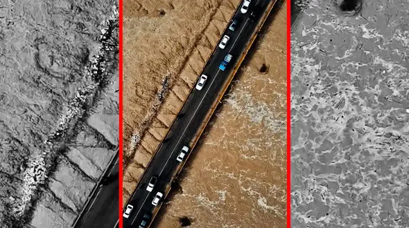 فیلم تصویر هوایی رودخانه فصلی بخش ریز بوشهر