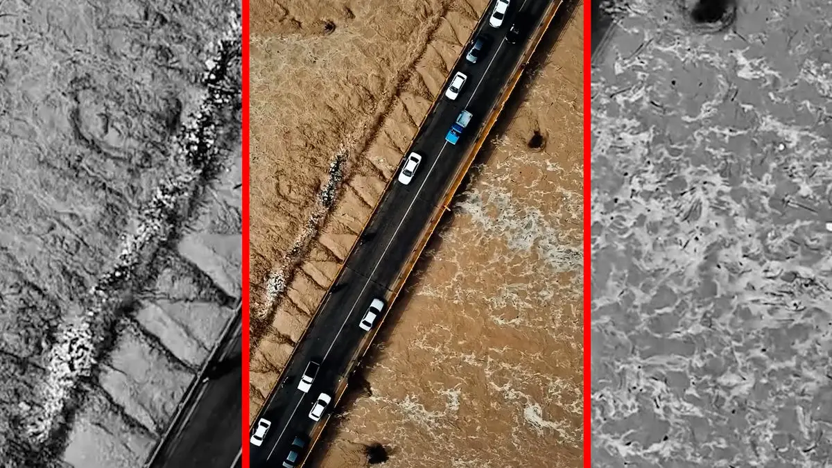 فیلم تصویر هوایی رودخانه فصلی بخش ریز بوشهر