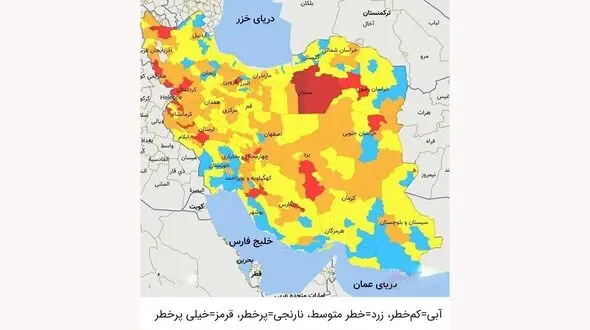 افزایش شهرهای قرمز در رنگ بندی جدید کرونایی