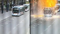 فیلم آتش سوزی وحشت آور اتوبوس برقی در فرانسه