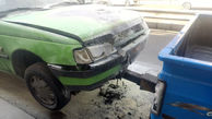 آتش گرفتن تاکسی زن تهرانی در اتوبان امام علی  / آتش نشانی دیر رسید 